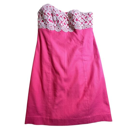 Lilly Pulitzer Bowen Dress Bodice Hotty Pink Crochet Style 78374 Womens Sz. 10 - Picture 13 of 16